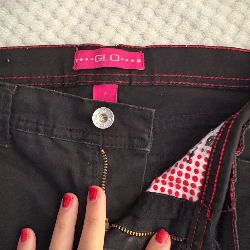 GLO Jeans Women's Black with Red Stitching
